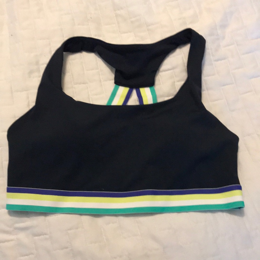 Athleta Dark Navy and Multicolor Sports Bra